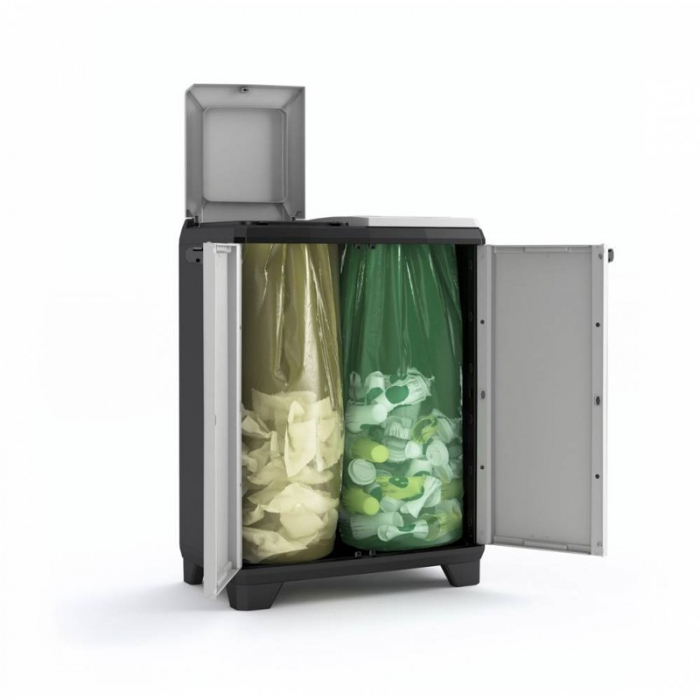 Dulap 2 usi pentru reciclare gri Keter Split Basic 68x39x85 cm [2]