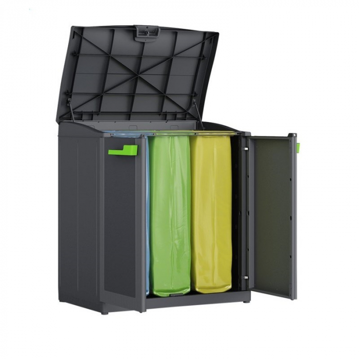 Dulap gradina compact 2 usi pentru reciclare graphite Keter Moby 110 L [3]