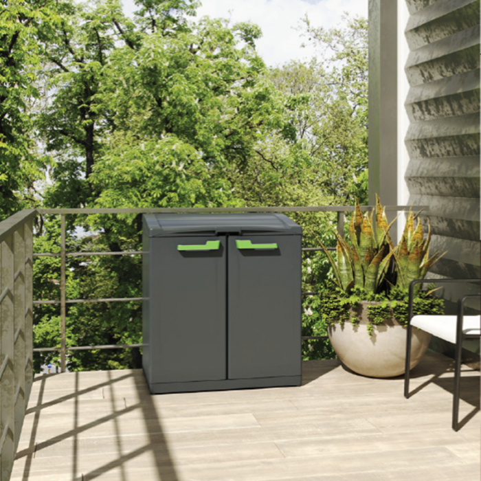Dulap gradina compact 2 usi pentru reciclare graphite Keter Moby 110 L [2]