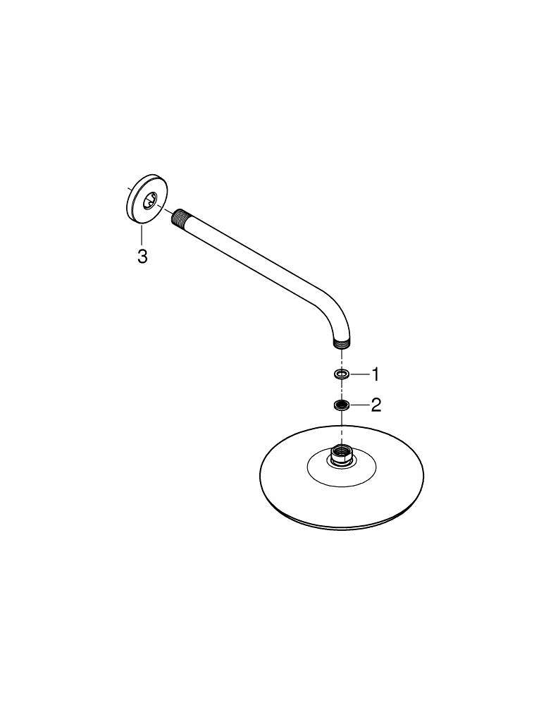 Dus fix cu brat Grohe Tempesta 210 head shower set 286 mm, 1 jet, montare pe perete, brat 286 mm, limitator de debit, sistem anti-calcar, negru mat [5]