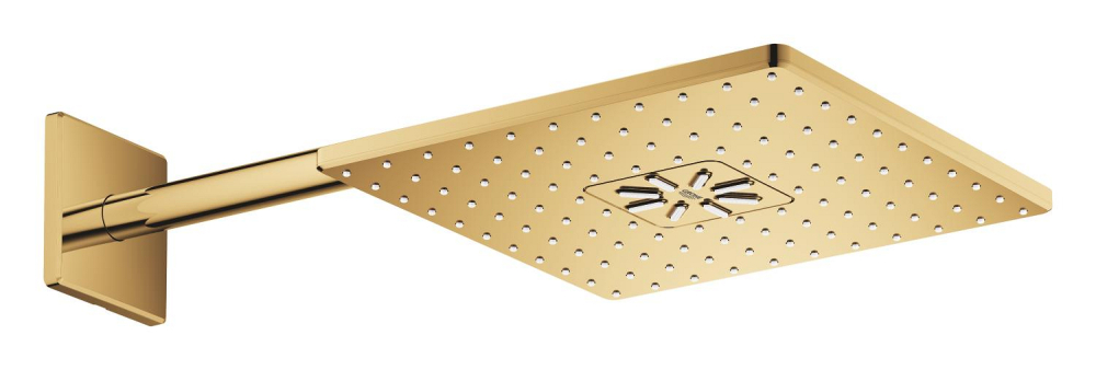 Dus fix cu brat 430 mm Grohe Rainshower SmartActive 310 palarie de dus set, patrata, 2 jeturi, montare pe perete, auriu lucios [4]