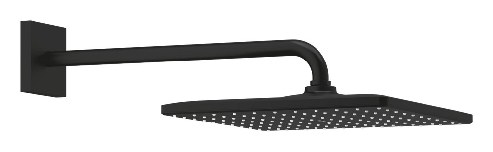 Dus fix Grohe Eurocube 310 mm, brat fix, 422 mm, 1 jet, patrata, limitator de debit, montare pe perete, sistem anti-calcar, negru mat [4]
