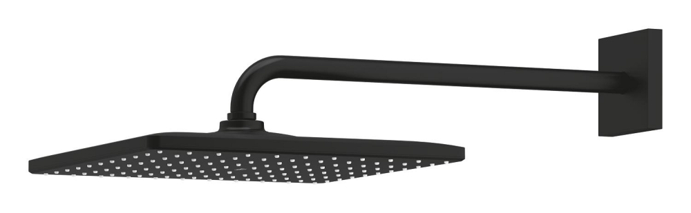 Dus fix Grohe Eurocube 310 mm, brat fix, 422 mm, 1 jet, patrata, limitator de debit, montare pe perete, sistem anti-calcar, negru mat [7]