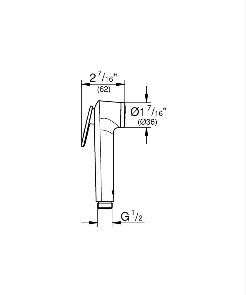 Dus igienic Grohe New Tempesta-F Trigger, sistem anti-calcar, crom [2]