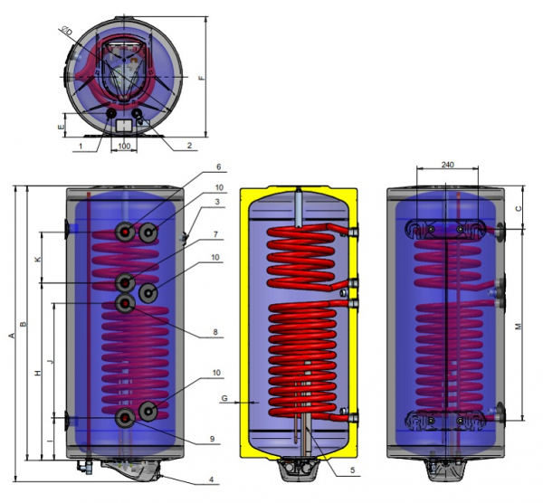 Boiler termoelectric Eldom seria Green Line 150 litri cu doua serpentine si rezistenta electrica 3 kW [2]