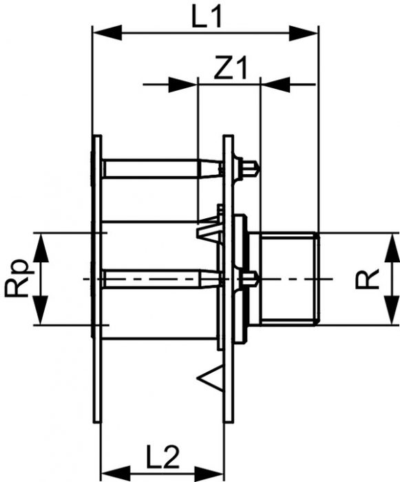 Conector universal TECEflex din bronz pentru traversare perete 1/2" FI x 1/2" FE [2]