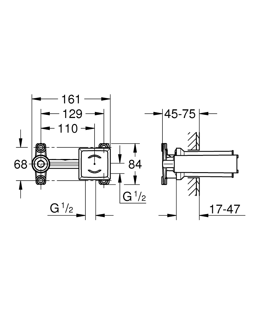 Element incastrat Grohe corp incastrat inst. 2-h, pentru baterii lavoar monocomanda, reversibil [7]