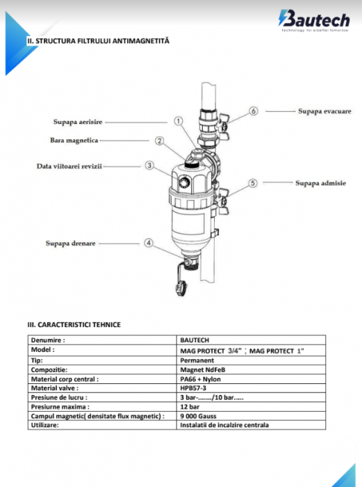 Filtru antimagnetita Bautech MAG PROTECT 3/4 [3]