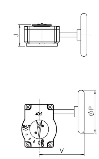 Reductor manual pentru robinetii tip Fluture, DN 200-300, Tecofi Tecfly [2]