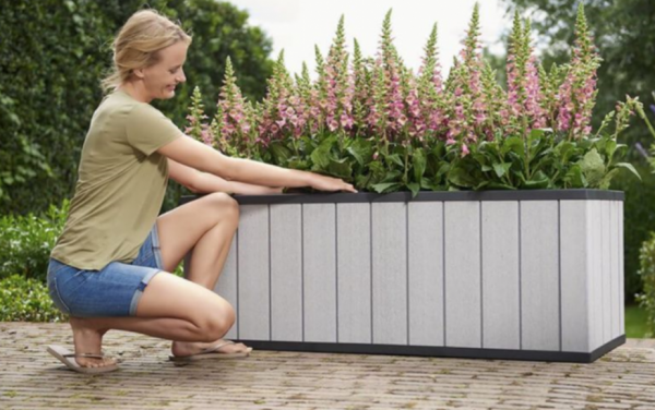 Ghiveci dreptunghiular, gri, imitatie de lemn, 88 litri, Keter Sequoia M [4]