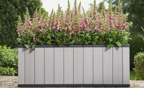 Ghiveci dreptunghiular, gri, imitatie de lemn, 88 litri, Keter Sequoia M [2]