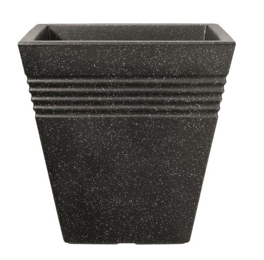 Ghiveci patrat, negru, imitatie de marmura, 40 cm., 30 litri, Keter Piazza [2]