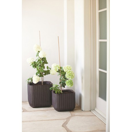 Ghiveci patrat, maro, imitatie de lemn, Keter Cube L [3]