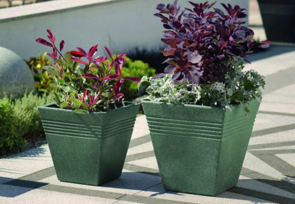 Ghiveci patrat, imitatie de marmura verde, 34 cm., 18 litri, Keter Piazza [1]