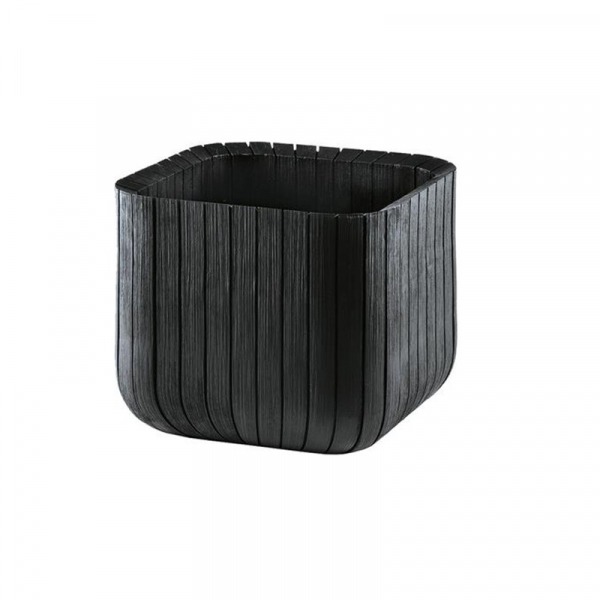 Ghiveci patrat, antracit, imitatie de lemn, Keter Cube L [4]