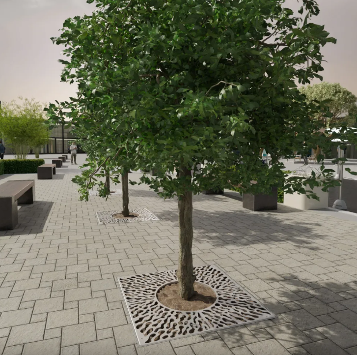 Gratar otel zincat patrat protectie copaci fixare ancore 800x800 Din.400 Hext.40 pietonal Vodaland gama Terra [2]