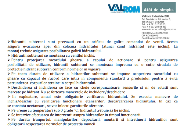 HIDRANT SUBTERAN PN10/PN16 DN100 Hinghet=1000 - VALROM GAMA WaterKIT [5]