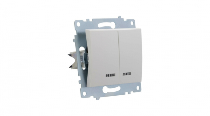 Intrerupator dublu, cu led, montabil incastrat in doza de aparat, pentru uz interior, 9206-2N, Schelden [4]