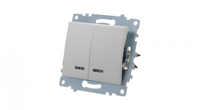 Intrerupator dublu, cu led, montabil incastrat in doza de aparat, pentru uz interior, 9206-2N, Schelden [2]