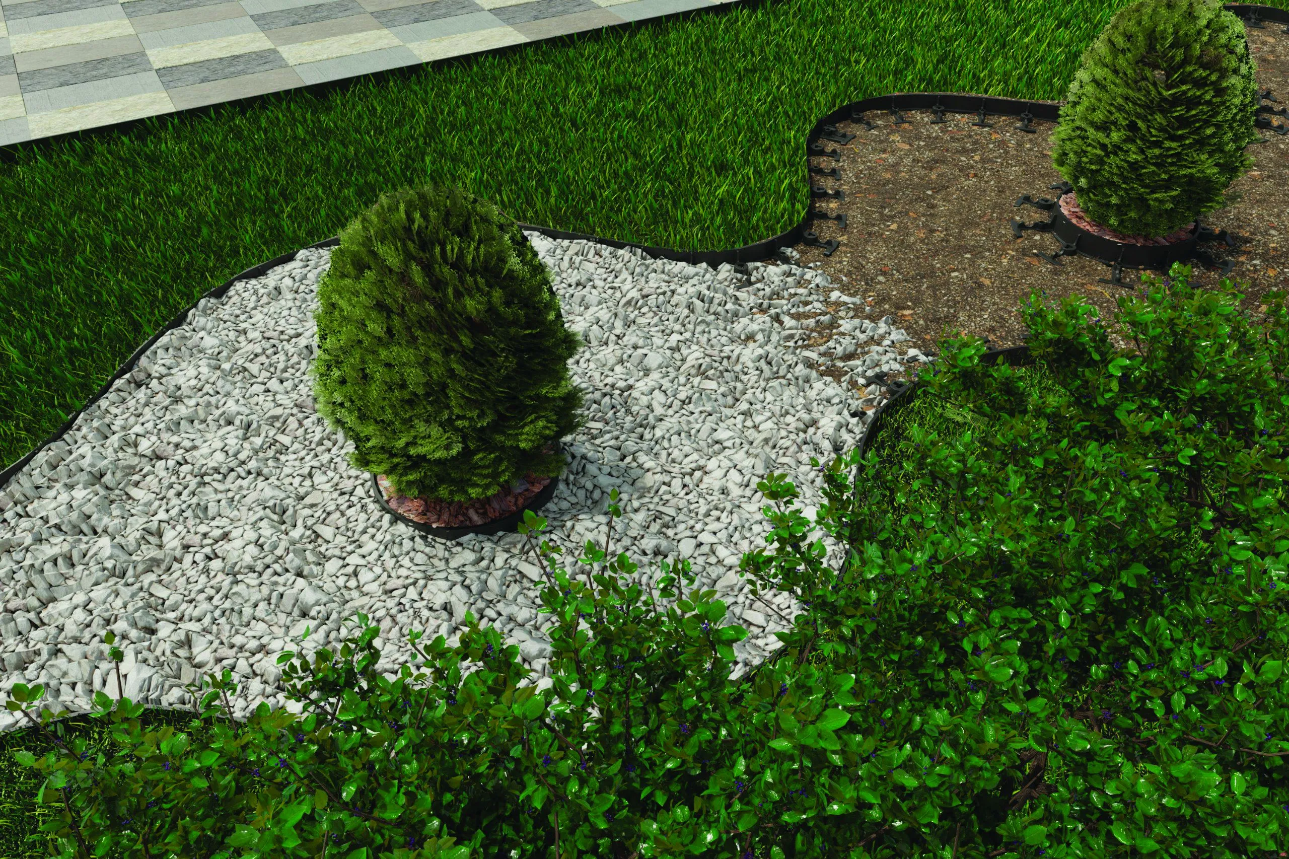 Kit bordura PP pentru pavaj L=1m, 4buc, 12 ancore incluse, H45, verde Vodaland gama Terra [3]