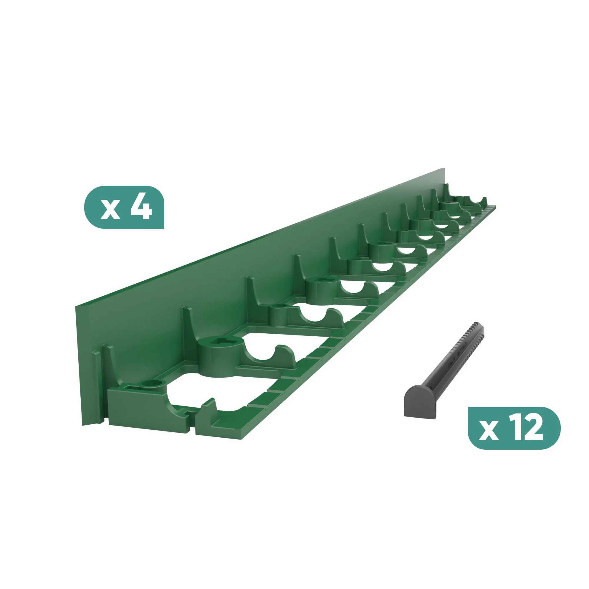 Kit bordura din polipropilena pentru pavaj  L=1m, 4 buc, 12 ancore incluse, H58, verde, Vodaland gama Terra [2]