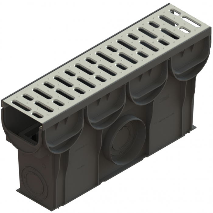 Kit camin din polipropilena model Easy 2/3, Inspectie cu gratar otel zincat A15 509x250x133 - Vodaland gama Drain [1]