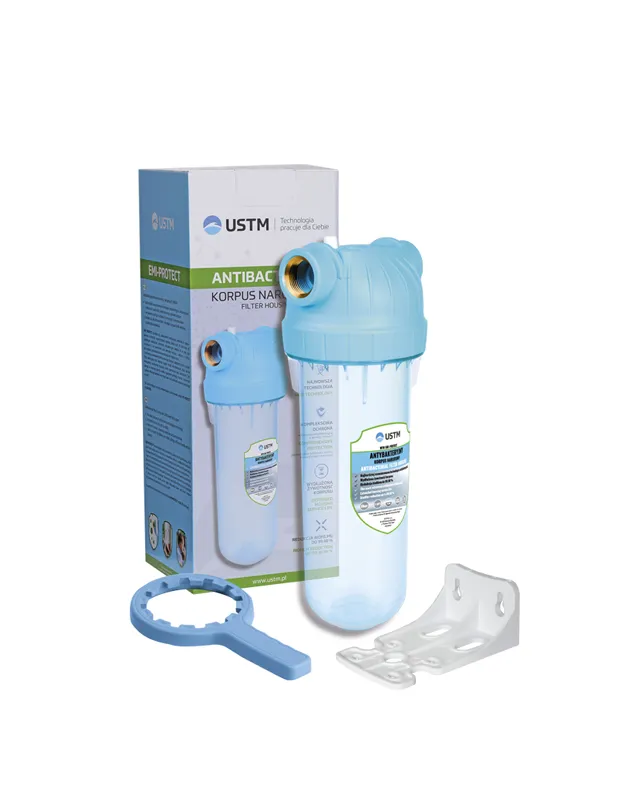 Kit carcasa filtru apa antibacterian EMI Protect 10"; 1"; cu sistem de fixare si cheie - Vodaland gama Clean [1]
