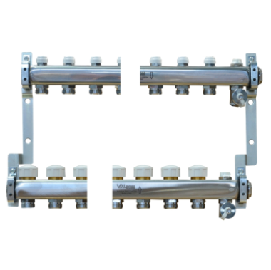 KIT DISTRIBUITOR/COLECTOR EUROCON CU DETENTORI INOX, 2 CIRCUITE 1'' - VALROM GAMA PexKIT [1]