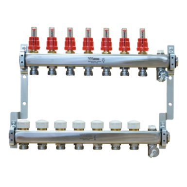 KIT DISTRIBUITOR/COLECTOR EUROCON CU DEBITMETRE INOX , 6 CIRCUITE 1" - VALROM GAMA PexKIT [1]