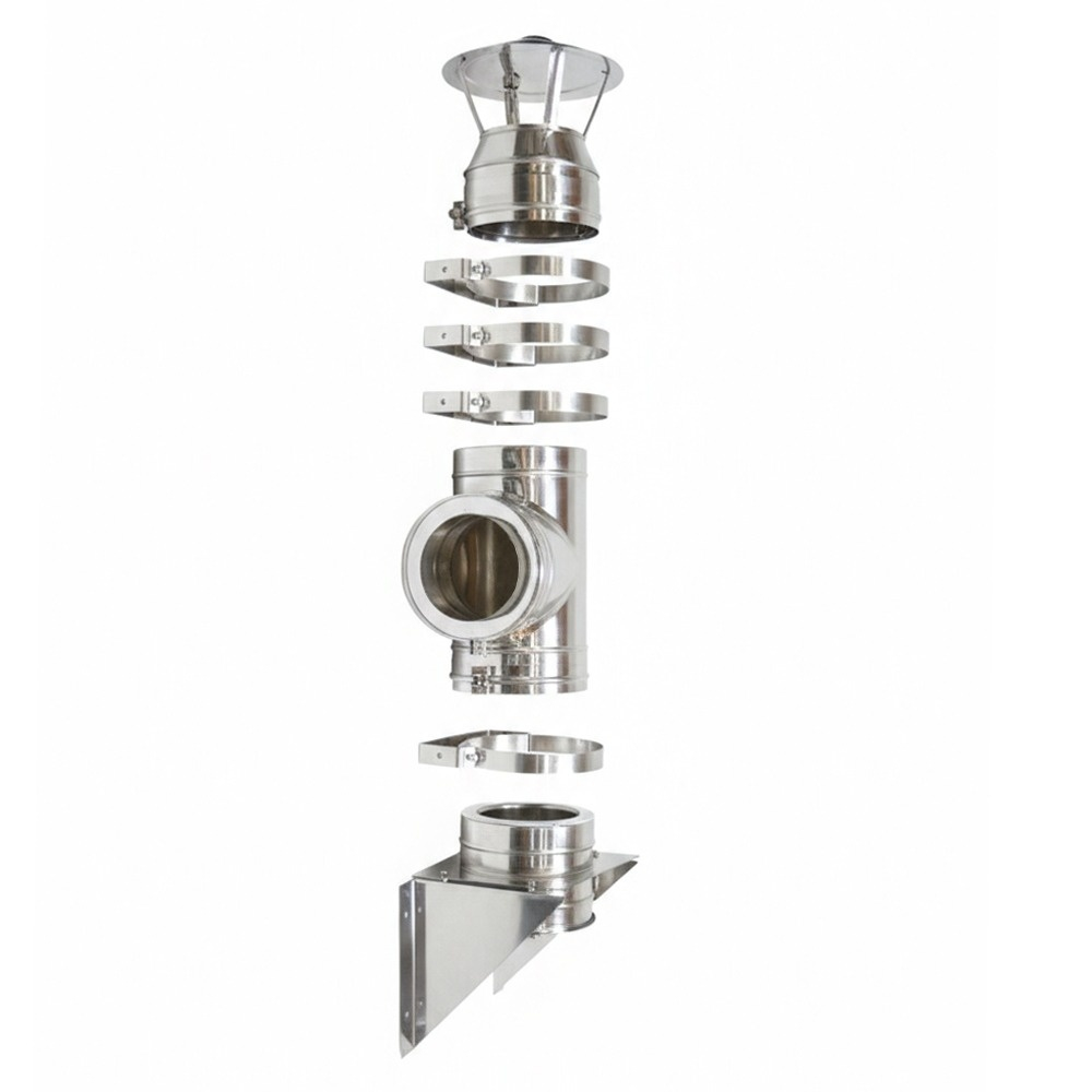 Kit exterior cos fum dublu perete izolat cu vata ceramica 2.5 mm, L, Ø200 mm, model V2 [6]