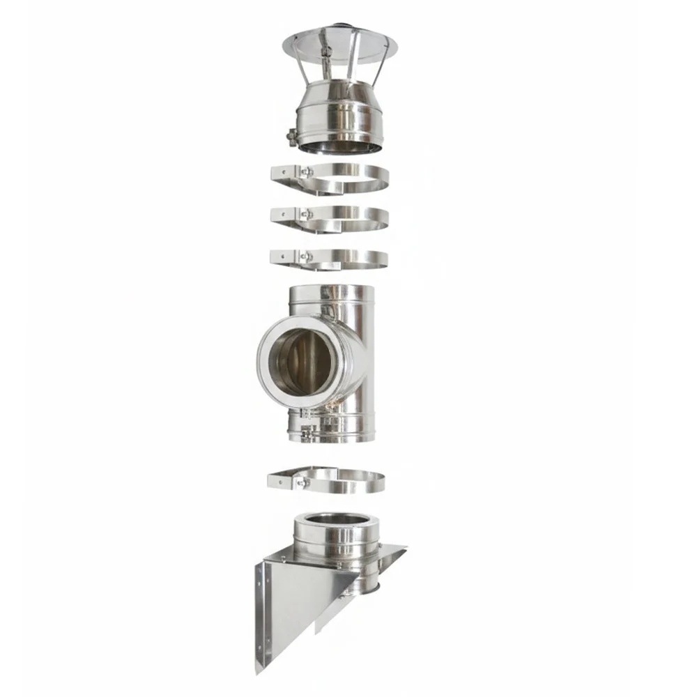 Kit exterior cos fum dublu perete izolat cu vata ceramica 2.5 mm, Ø160 mm, model V2 [7]
