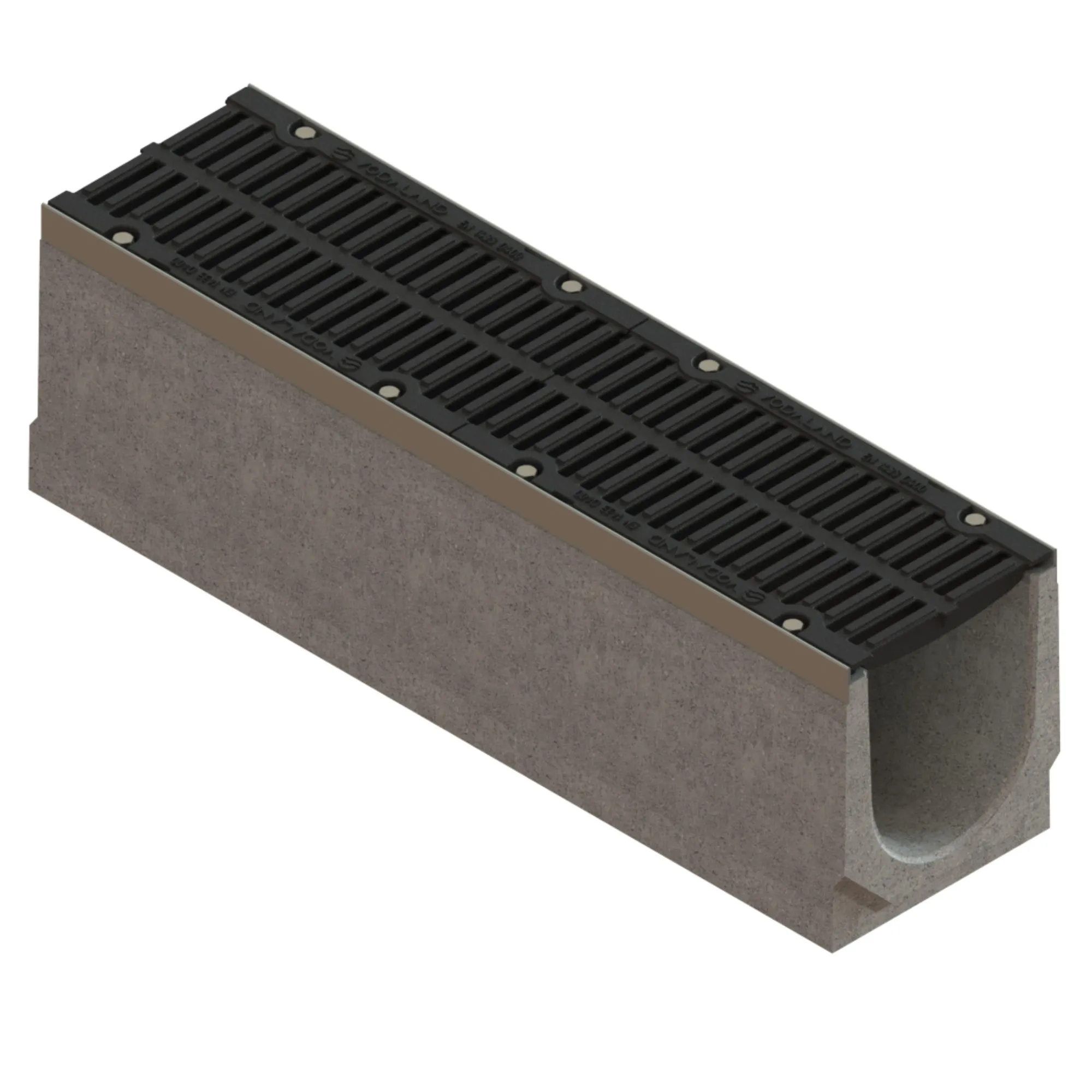 Kit rigola fibrobeton PRO LN200 Hext.260 muchii otel zincat, gratar fonta D400 1000x260x260 Vodaland gama Drain [2]