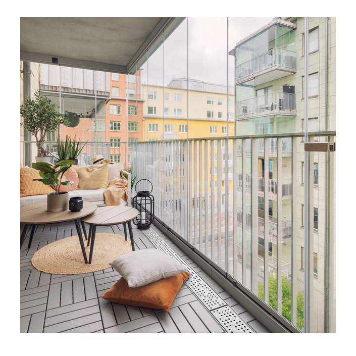 Kit Rigola din INOX STAINLESS dus/balcon cu panta LN110 H22.5-25 gratar din INOX L15 iesire verticala capat DN110 1000x120x25 - Vodaland gama Drain [5]