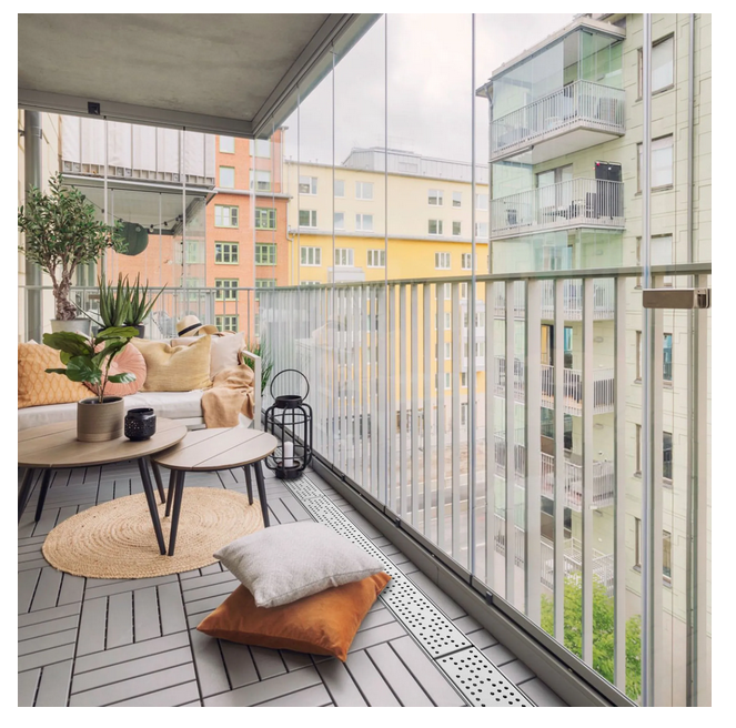 Kit Rigola din INOX STAINLESS dus/balcon cu panta LN110 H22.5-25 gratar din INOX L15 iesire verticala capat DN50 1000x120x25 - Vodaland gama Drain [4]
