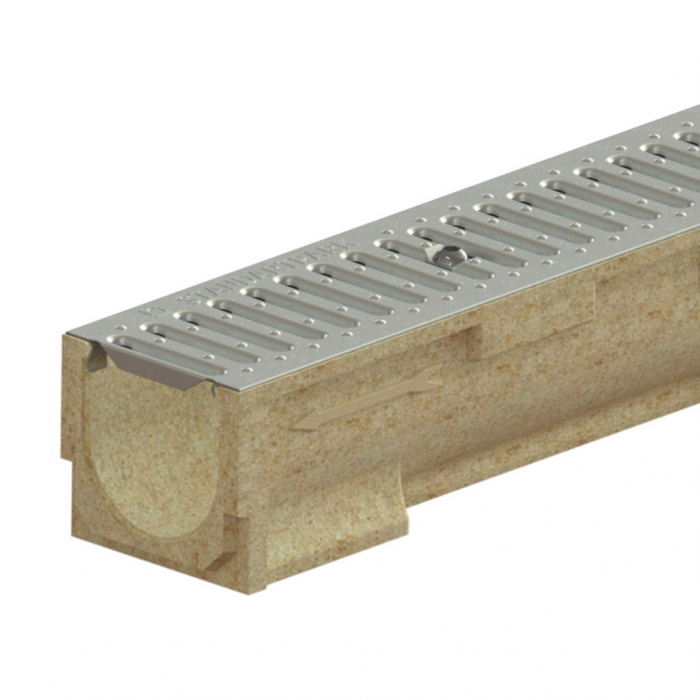 Kit rigola din polimerbeton seria model BASE, LN100 Hext.127 gratar otel zincat A15 1000x138x127 - Vodaland gama Drain [1]