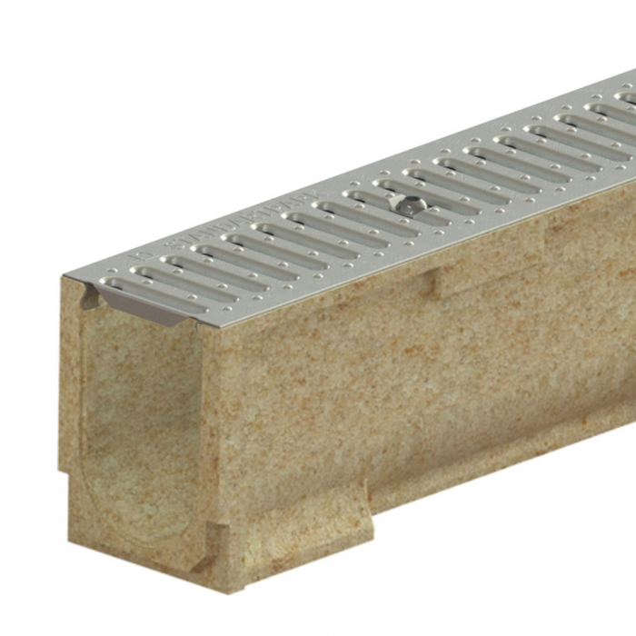 Kit rigola din polimerbeton seria model BASE, LN100 Hext.182 gratar otel zincat A15 1000x138x182 - Vodaland gama Drain [1]