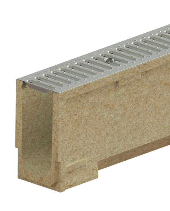 Kit rigola din polimerbeton seria model BASE, LN100 Hext.252 gratar otel zincat A15 1000x138x252 - Vodaland gama Drain [1]