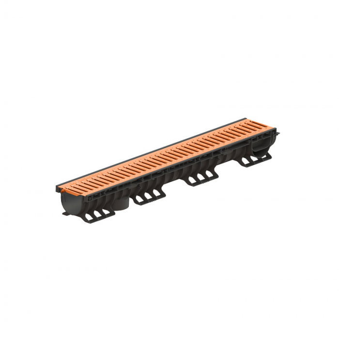 Kit rigola din polipropilena model BASE, LN100 Hext.120 gratar cupru A15 1000x156x120 - Vodaland gama Drain [1]