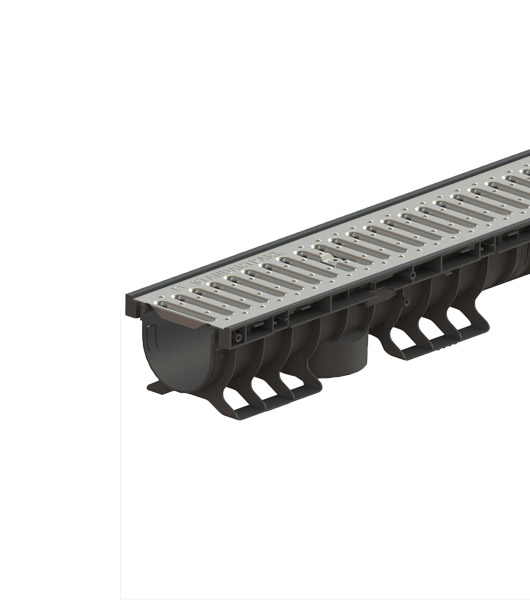 Kit rigola din polipropilena model BASE, LN100 Hext.120 gratar otel zincat A15 1000x156x120 - Vodaland gama Drain [1]