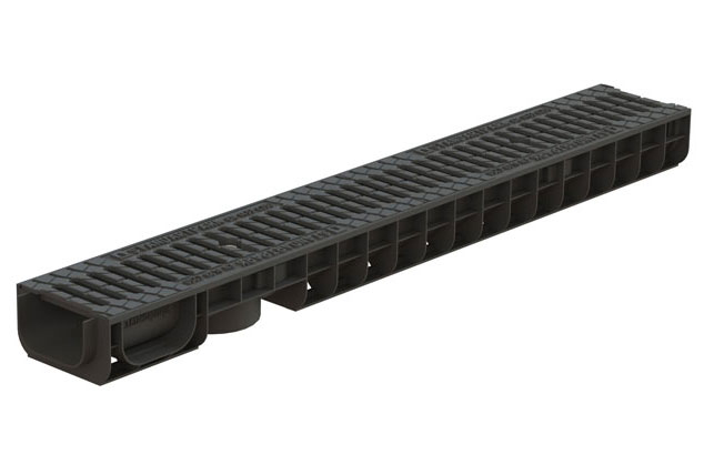 Kit rigola din polipropilena model BASE, LN100 Hext.80 gratar din fonta protector (antiderapare) C250 1000x145x80 - Vodaland gama Drain [1]
