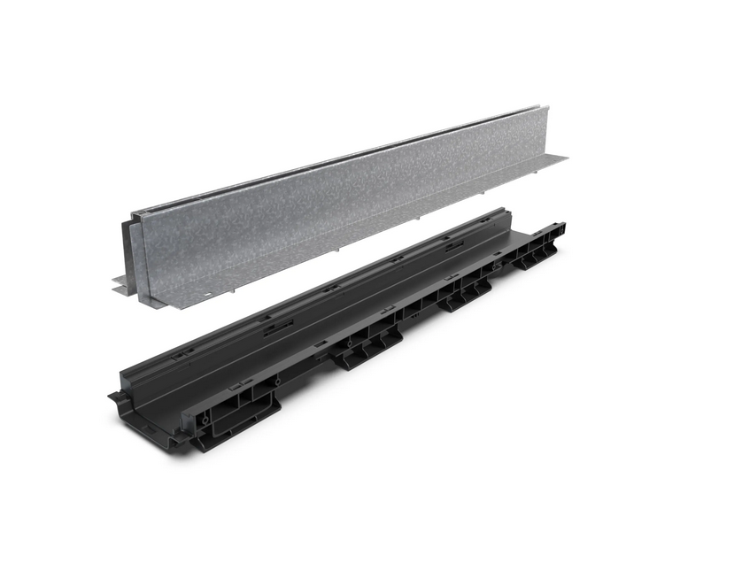 Kit rigola din polipropilena model BASE, LN100 Htot.160 gratar otel zincat tip Fanta T H100mm A15-C250 1000x156x160 - Vodaland gama Drain [3]