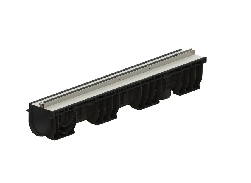 Kit rigola din polipropilena model BASE, LN100 Htot.175 gratar otel zincat tip Fanta T H25mm A15-C250 1000x160x175 - Vodaland gama Drain [4]