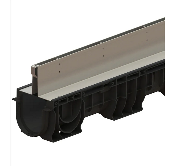 Kit rigola din polipropilena model BASE, LN100 Htot.175 gratar otel zincat tip Fanta T H25mm A15-C250 1000x160x175 - Vodaland gama Drain [3]