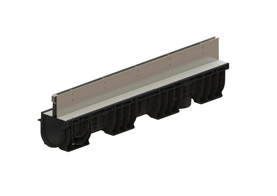 Kit rigola din polipropilena model BASE, LN100 Htot.175 gratar otel zincat tip Fanta T H25mm A15-C250 1000x160x175 - Vodaland gama Drain [2]