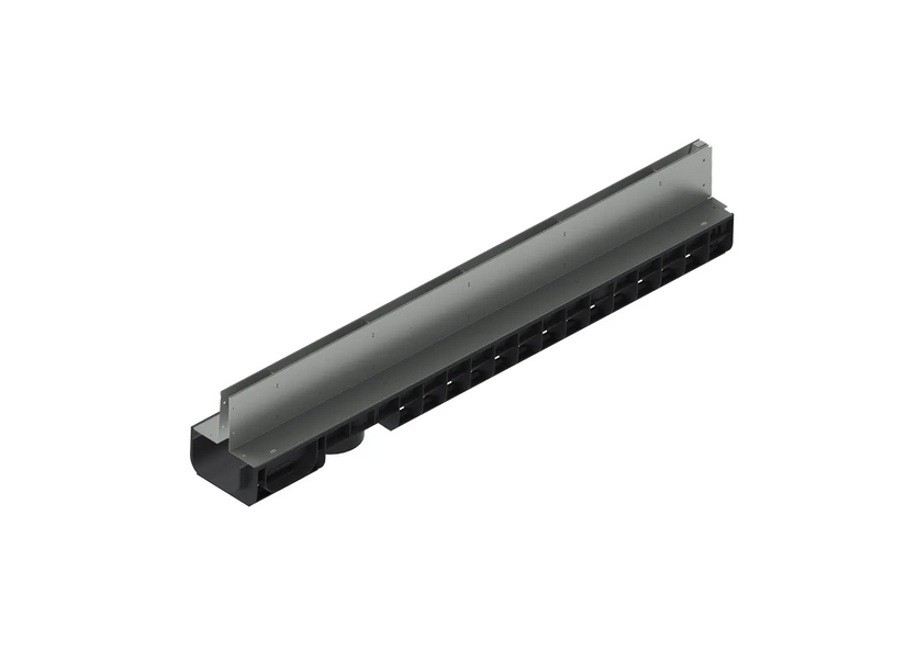 Kit rigola din polipropilena model BASE, LN100 Htot.180 gratar otel zincat tip Fanta T H100mm A15-C250 1000x145x180 - Vodaland gama Drain [2]