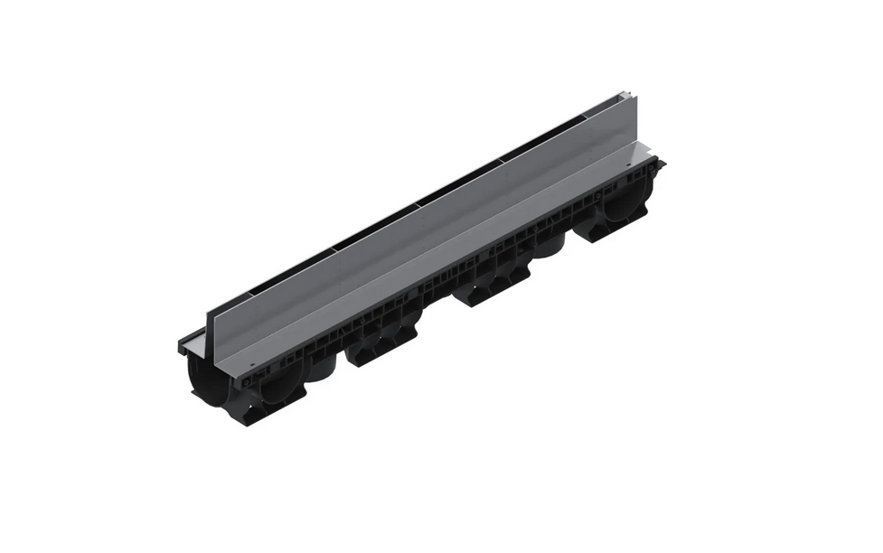 Kit rigola din polipropilena model BASE, LN100 Htot.220 gratar otel zincat tip Fanta T H100mm A15-C250 1000x156x220 - Vodaland gama Drain [4]