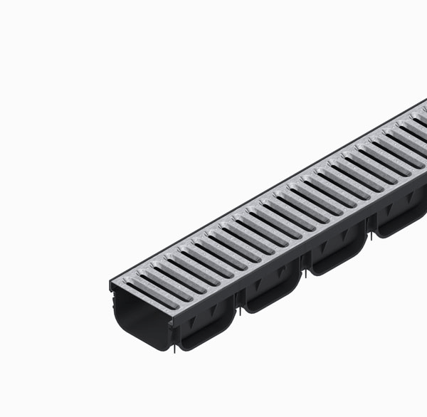 Kit rigola din polipropilena model Easy 2, LN100 Hext.70 gratar otel zincat A15 1000x125x70 - Vodaland gama Drain [1]