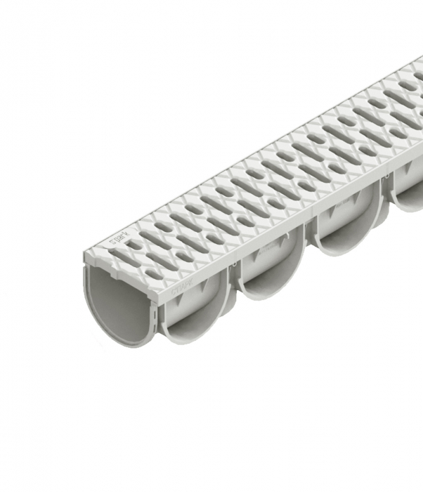 Kit rigola din polipropilena model Easy 3, LN100 Hext.100 gratar din polipropilena gri A15 1000x125x100 - Vodaland gama Drain [1]