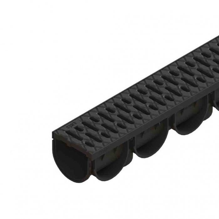 Kit rigola din polipropilena model Easy 3, LN100 Hext.100 gratar din polipropilena negru A15 1000x125x100 - Vodaland gama Drain [1]