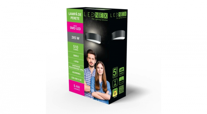 Lampa de perete Led, semirotunda, 2 x 5W, 510 LM, IP54, Lednex [4]